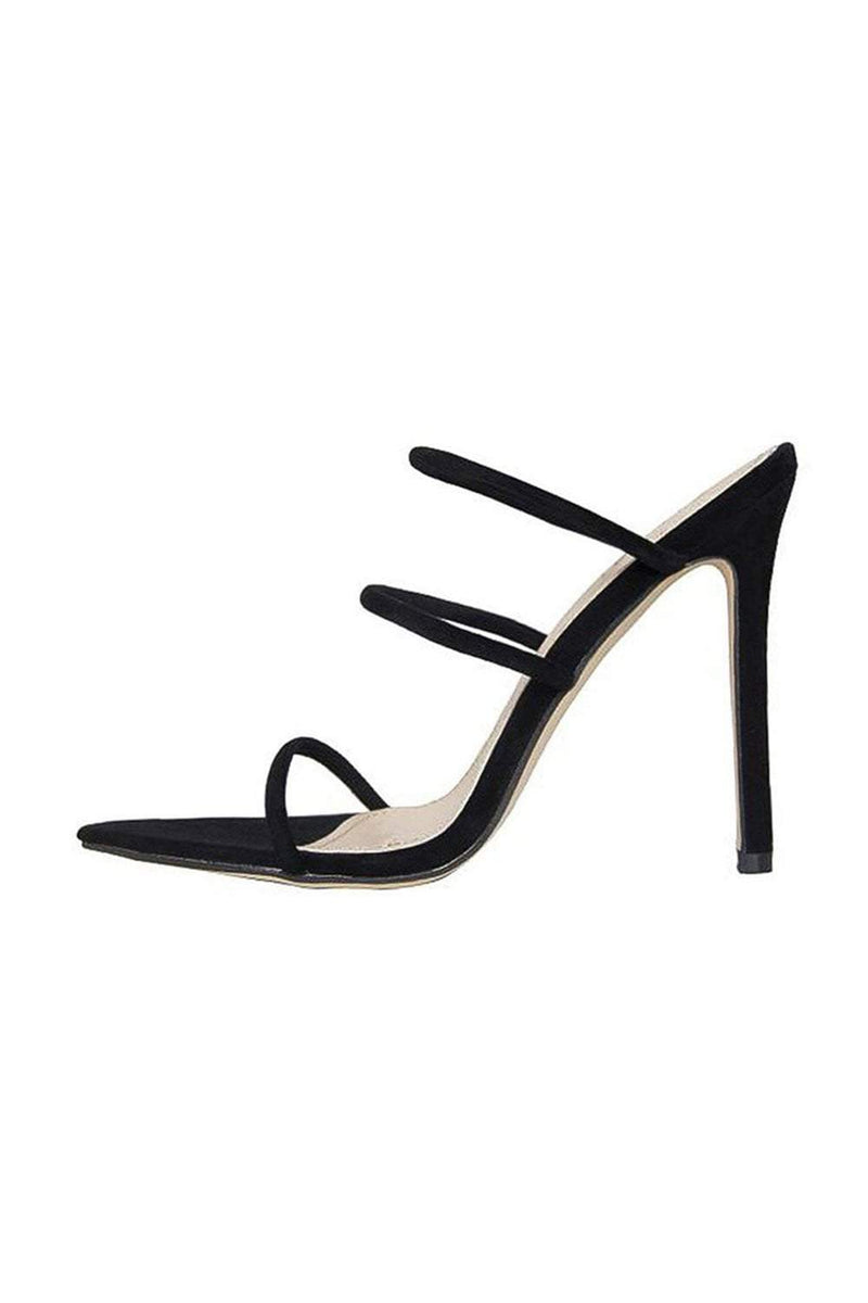 Black Strappy Toggle Detail Heeled Sandals (2335399411771)