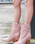 Pink Croc Cut-Out Heel Mid Western Cowboy Boots (4095660064827)
