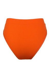 Orange Ribbed High Waist Bikini Bottoms (2117255168059)