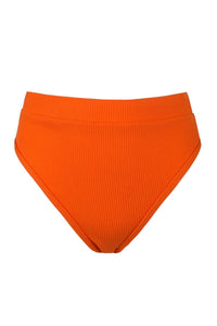 Orange Ribbed High Waist Bikini Bottoms (2117255168059)