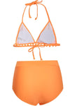 Orange Pom Pom Mesh High Waisted Bikini Bottom (2276733419579)