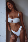 White Ribbed Knotted Cut-Out Bandeau Bikini Top (2180795007035)