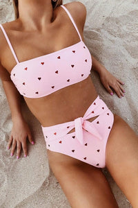 Pink Embellished Heart Bandeau Bikini Top (2188757499963)