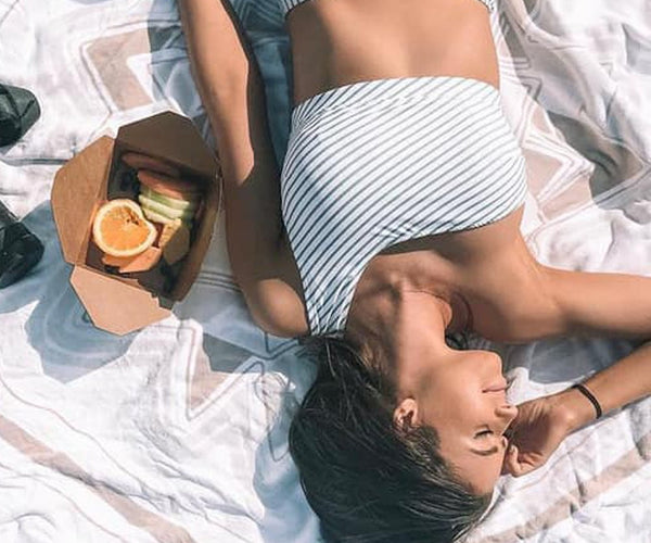 Gray Striped One Shoulder Bikini Top
