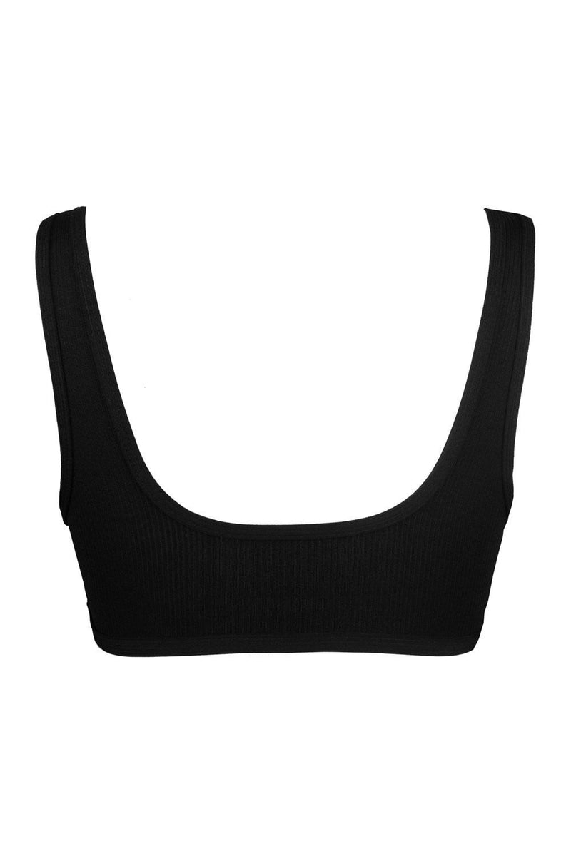 Black Ribbed Peek-a-Boo Cutout Bikini Top (2117254742075)