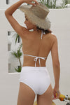 White Pom Pom Triangle Halter Bikini Top (2277769084987)