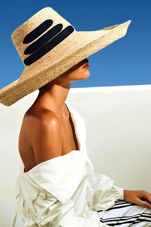 Raffia Straw Curved Brim Sun Hat With Chin Tie (2207889752123)