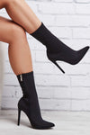 Black Pointed Sock Stiletto Heeled Boots