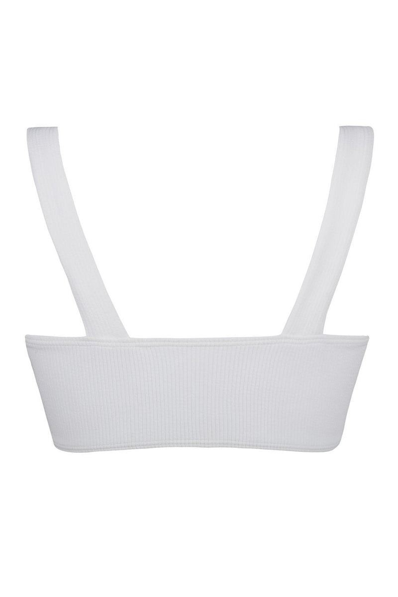 White Ribbed Front V Wire Bikini Top (2109400252475)