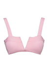 Pink Ribbed Front V Wire Bikini Top (2079025692731)
