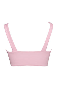 Pink Ribbed Front V Wire Bikini Top (2079025692731)