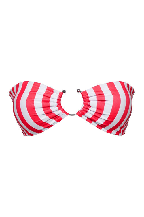 Red White Striped Bandeau Ring Bikini Top (2079025791035)