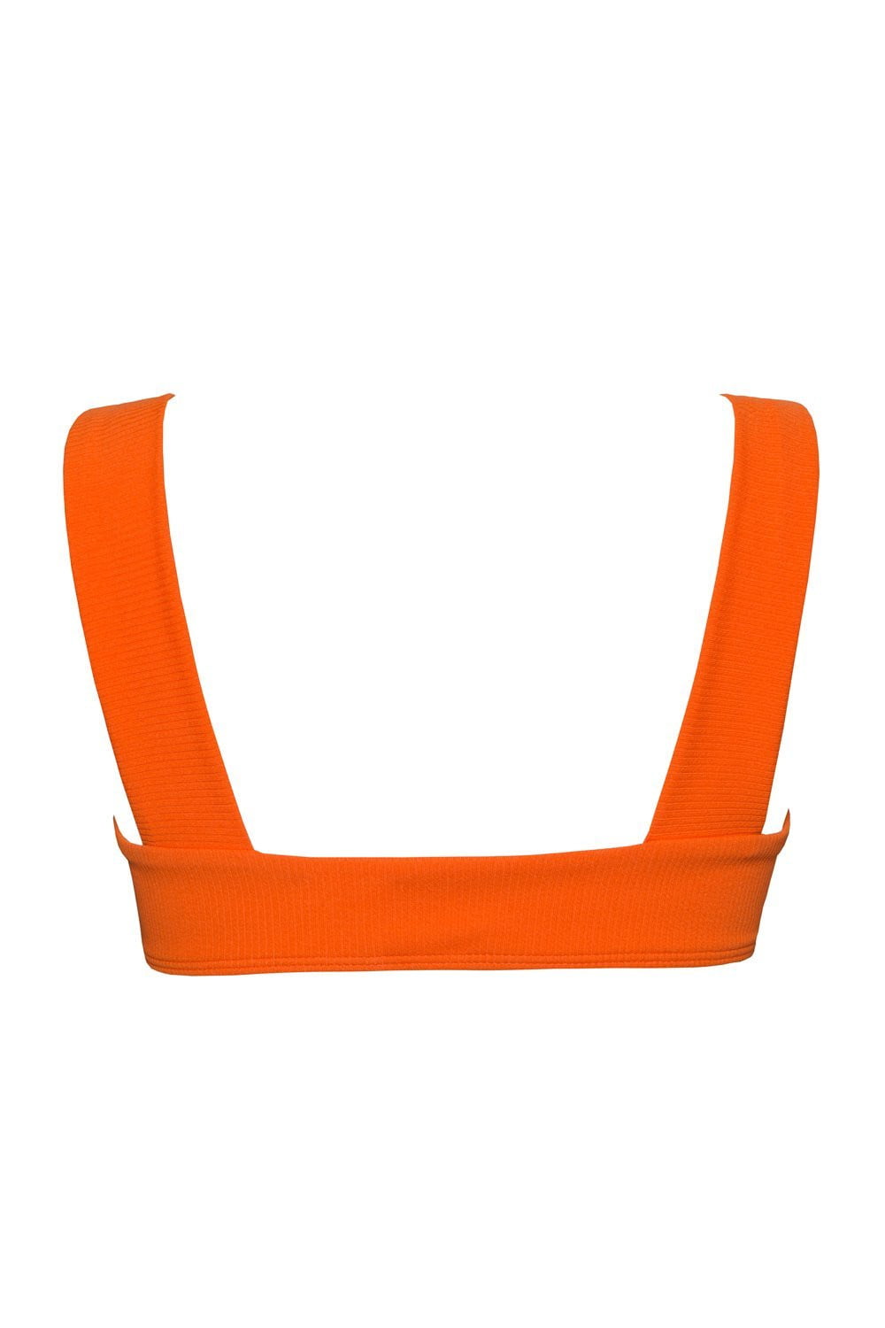 Orange Ribbed Square Thick Shoulder Bikini Top (2079026282555)