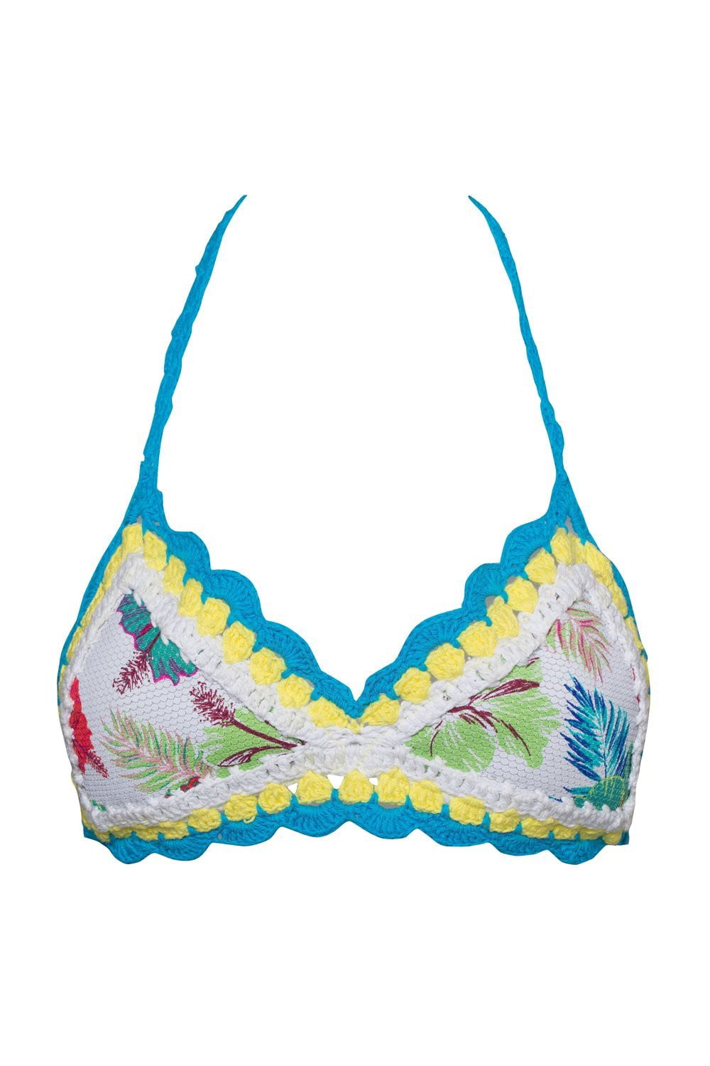 Floral Crochet Halter Triangle Bikini Top (2079026675771)