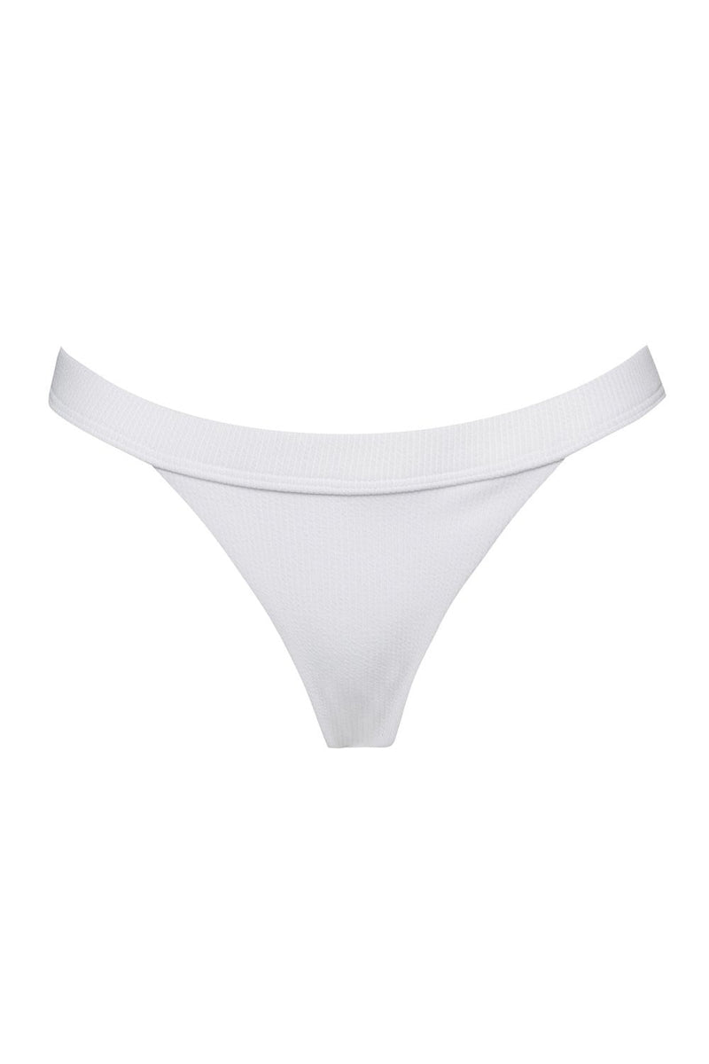 White Ribbed High Rise Bikini Bottoms (2079026741307)