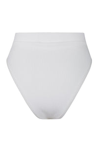 White Ribbed High Waist Bikini Bottoms (2109400580155)