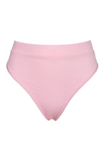 Pink Ribbed High Waist Bikini Bottoms (2079027036219)