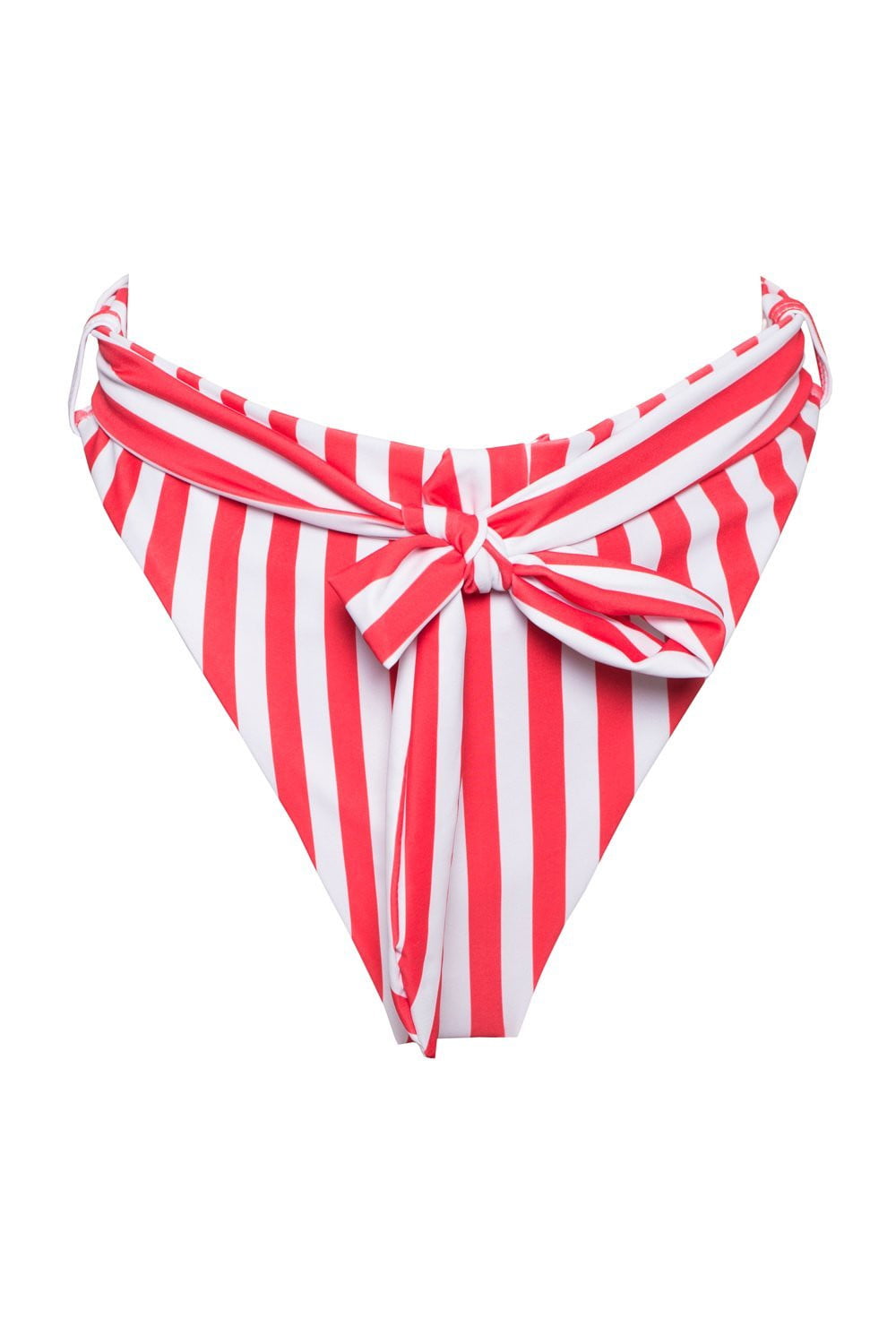 Red White Striped High Waist Belted Bikini Bottoms (2079027101755)