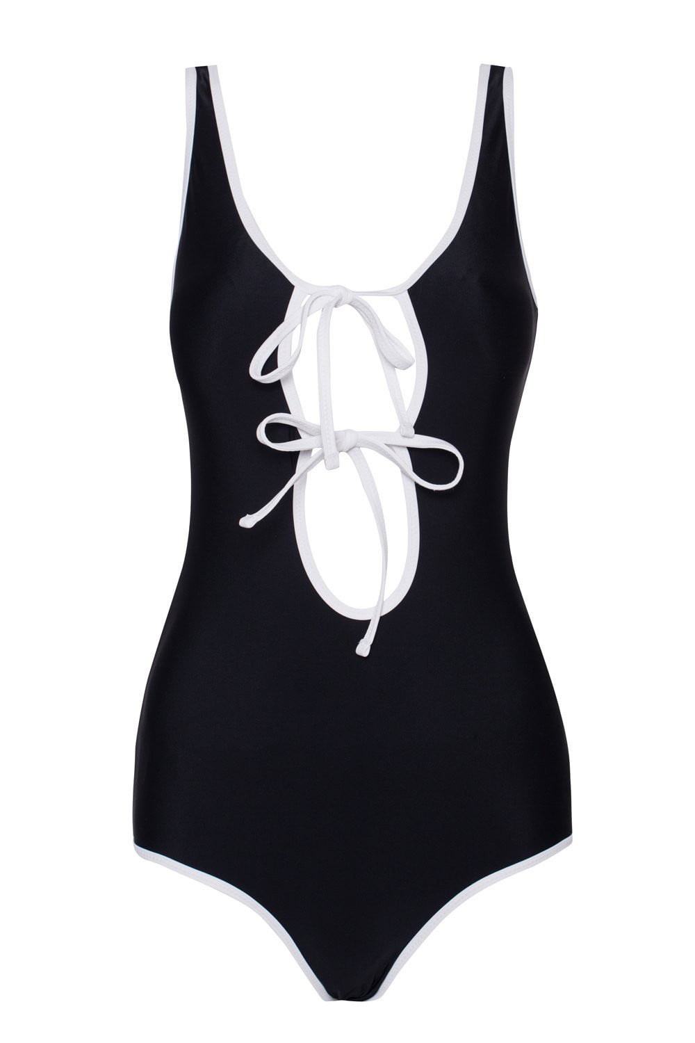 Double-Strap Tie Front One Piece Swimsuit (2079028969531)