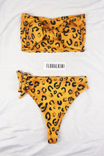 Leopard Print Knot Bandeau Bikini Top