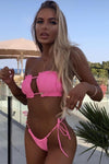 Hot Pink Frill Bandeau Bikini Top
