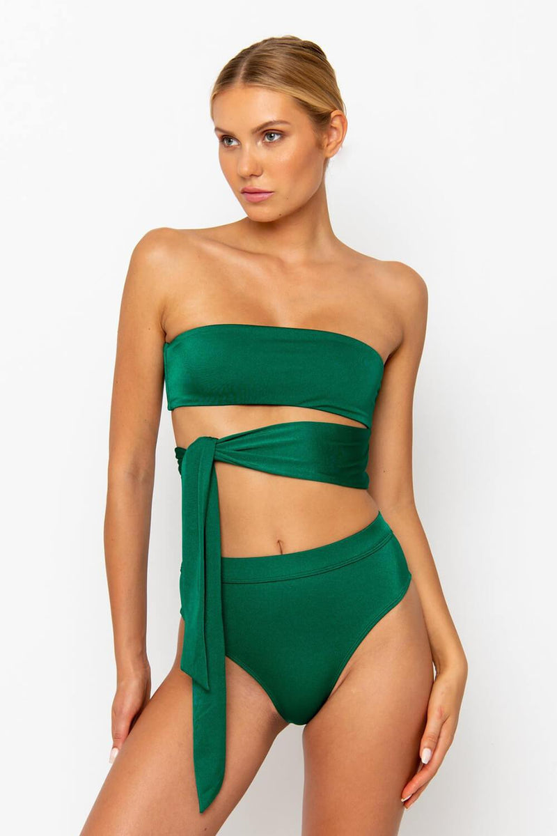 Green Bandeau Wrap Bikini Top