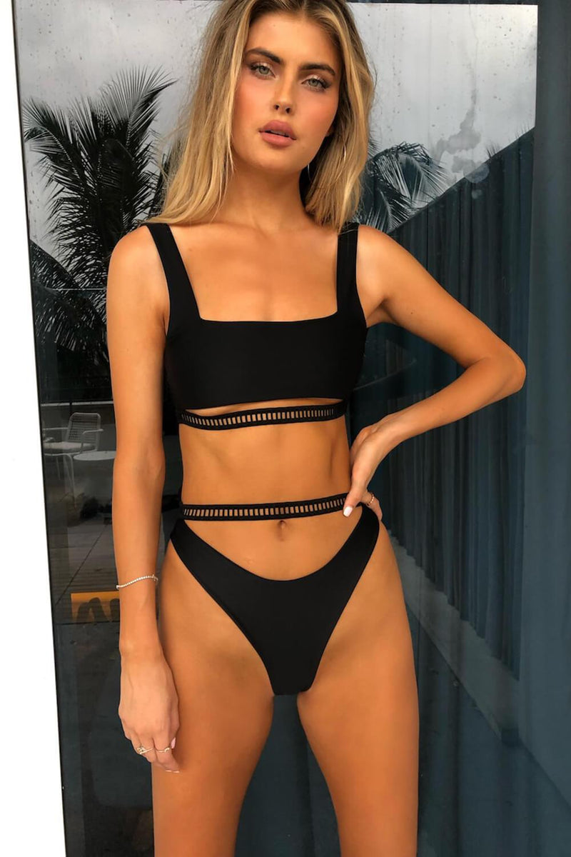 Black Cut Out Underbust Bikini Top – FloralKini