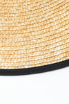 Wheat Straw Ribbon Trim Dome Crown Sun Hat