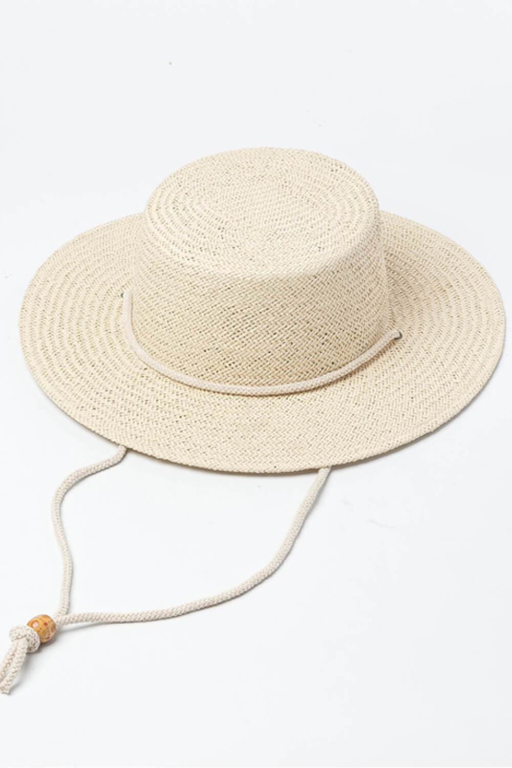Paper Straw Boater With Beige Cotton Rope
