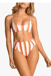 Striped Lace Back Bikini Top