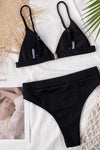 Black Ribbed High-Waisted Bikini Bottom