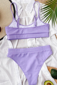 Purple Rib High Waisted Bikini Bottom