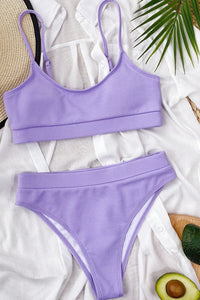 Purple Rib Sporty Bikini Top