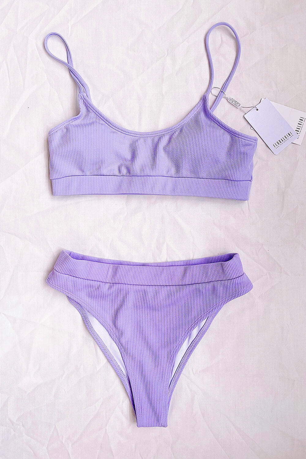 Purple Rib High Waisted Bikini Bottom