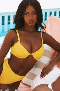 Yellow Rib Underwire Bikini Top