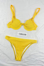 Yellow Rib High Waisted Bikini Bottom