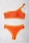 Orange Blocked Ribbed Bikini Bottom