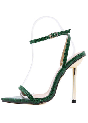 Green Faux Croc Stiletto Heels