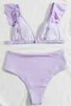 Lilac Ribbed High-Waist Bikini Bottoms