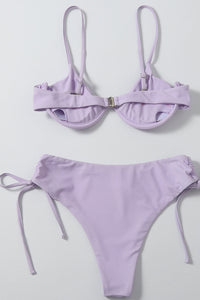 Lilac Ruched Side High Waisted Bikini Bottoms