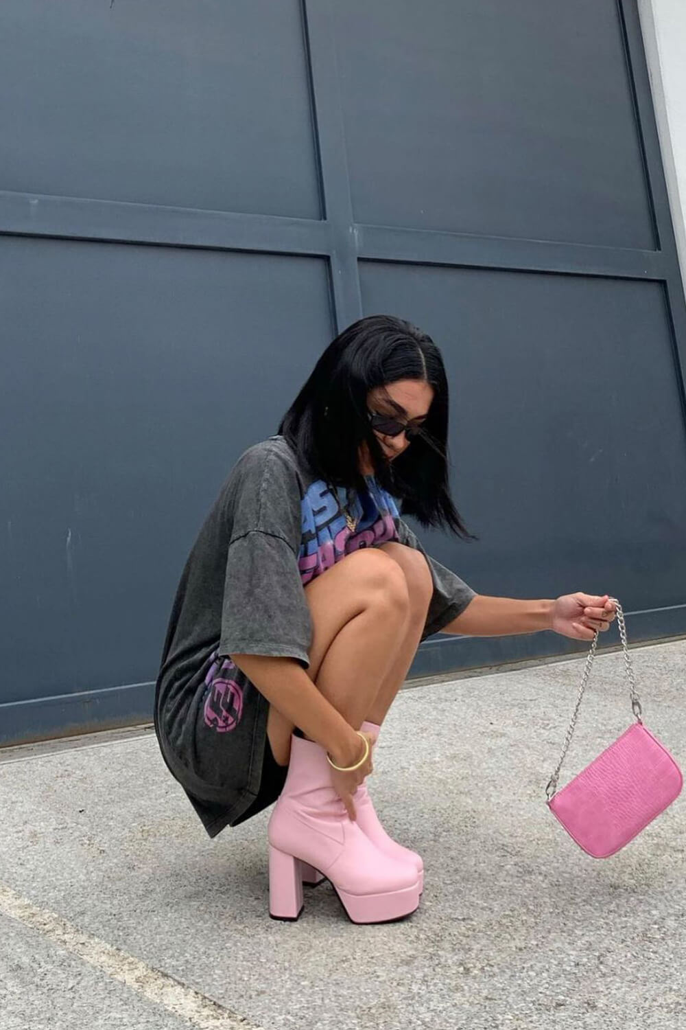 Pink platform ankle boots Clearance