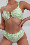 Green Printed High-Waist Bikini Bottoms