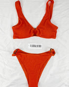 Orange Crinkle Tortoise Shell Ring Bikini Bottoms