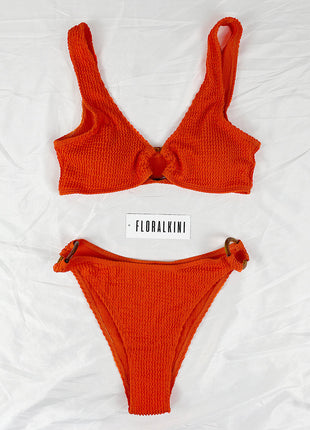 Orange Crinkle Tortoise Shell Ring Bikini Bottoms