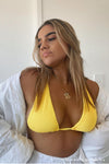 Yellow Crinkle Plunge Bikini Top