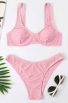 Pink Crinkle Plunge Underwire Bikini Top