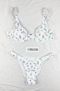 Ivory Floral Print Balconette Underwire Bikini Top