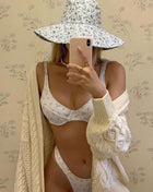 Ivory Floral Print Balconette Underwire Bikini Top
