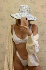 Ivory Floral Print Balconette Underwire Bikini Top