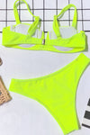 Neon Yellow Ribbed Front V Underwire Bikini Top